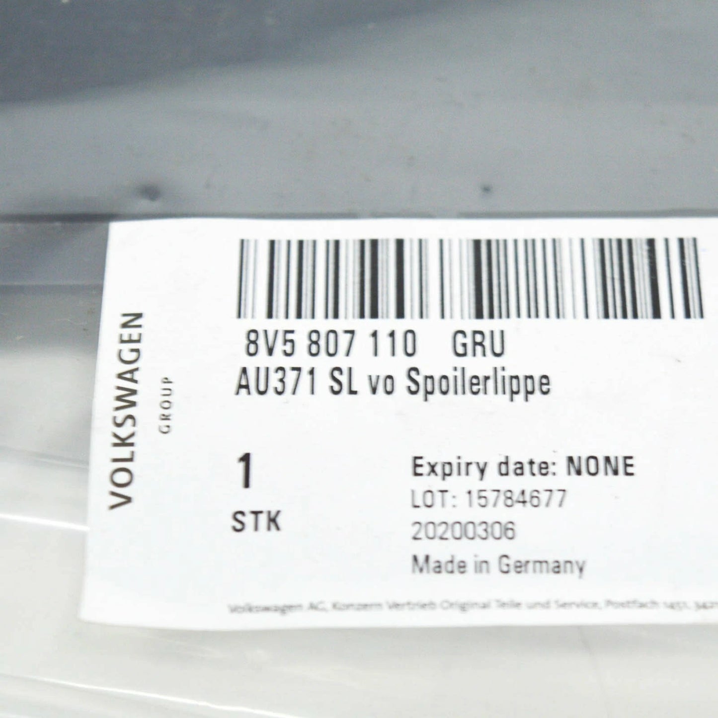 NEW AUDI A3 8V FRONT SPOILER 8V5807110GRU