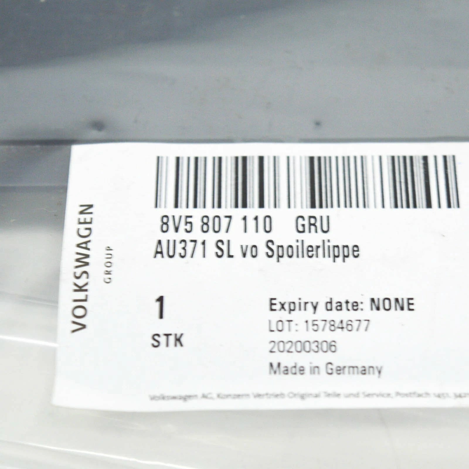 NEW AUDI A3 8V FRONT SPOILER 8V5807110GRU