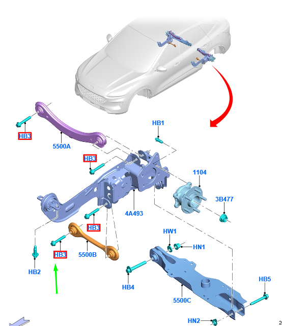 new ford kuga mk3 rear suspension arm bolt 2083794 w719419-s439 original