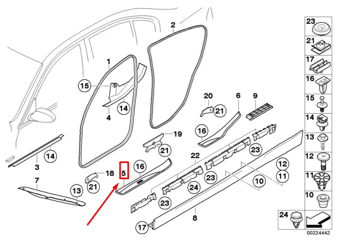 NEW BMW 3 E90 FRONT LEFT DOOR SILL TRIM 7060279 51477060279 ORIGINAL