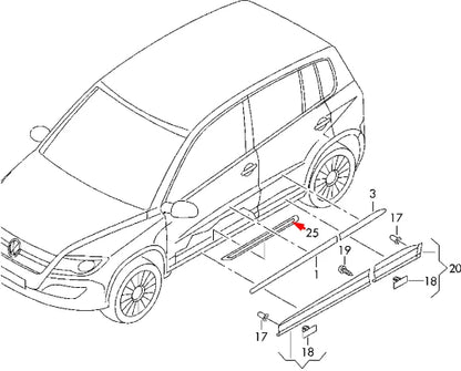 NEW VW TIGUAN AD1 FRONT DOOR SILL STRIP 5N0853537CHM2 ORIGINAL