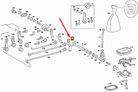 NEW MERCEDES-BENZ G W461 FLOOR SHIFT 4TH AND 5TH SPEED LEVER A2012600837