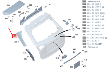 new mercedes-benz gle w167 rear spoiler left side attachment a1677901700