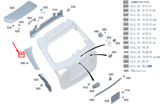 new mercedes-benz gle w167 rear spoiler left side attachment a1677901700
