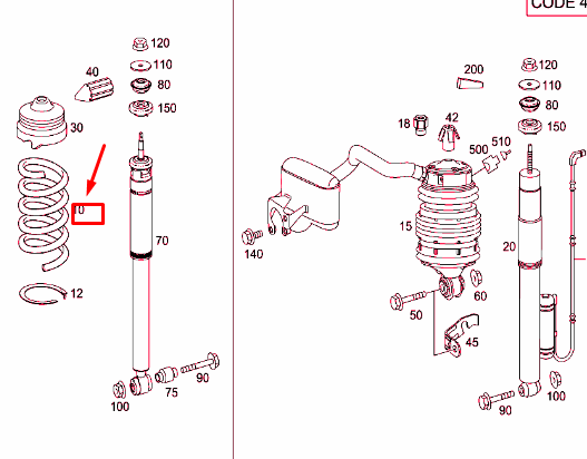new mercedes-benz e w211 rear coil spring a2113240204 original
