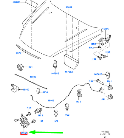 new ford mondeo mk4 front hood latch assy bs7a-16700-ba 1694298 original