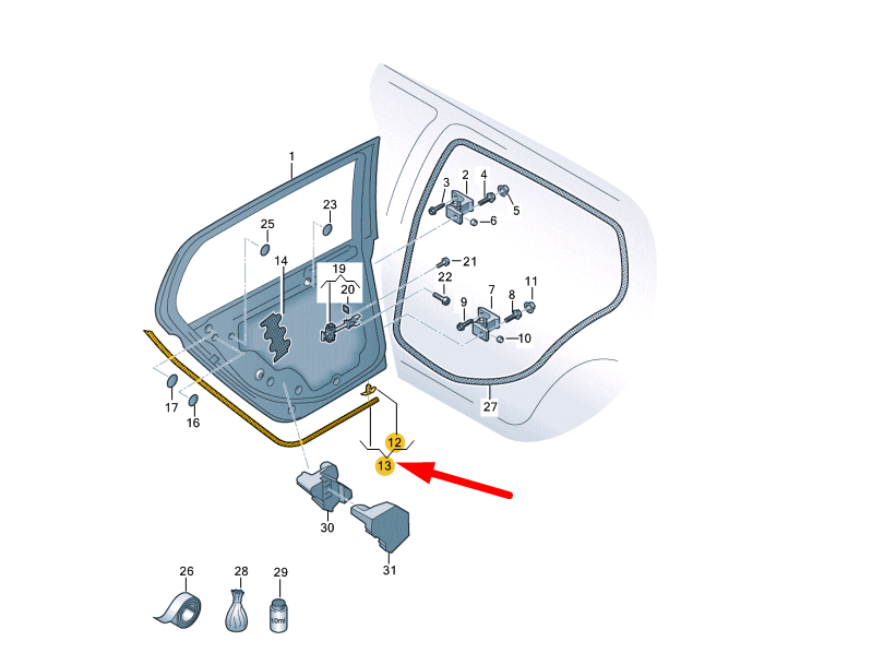 NEW VOLKSWAGEN GOLF MK8 REAR RIGHT OUTER DOOR SEAL 5H4839700A9B9 ORIGINAL