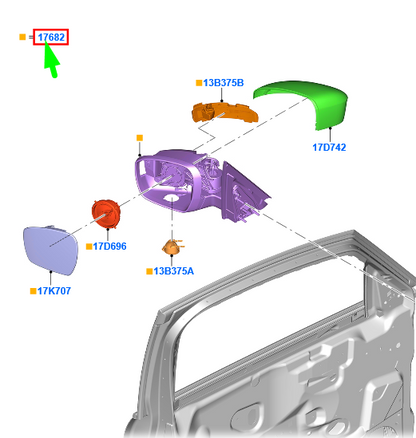 new ford galaxy mk3 front right side wing mirror lhd 2516260 original