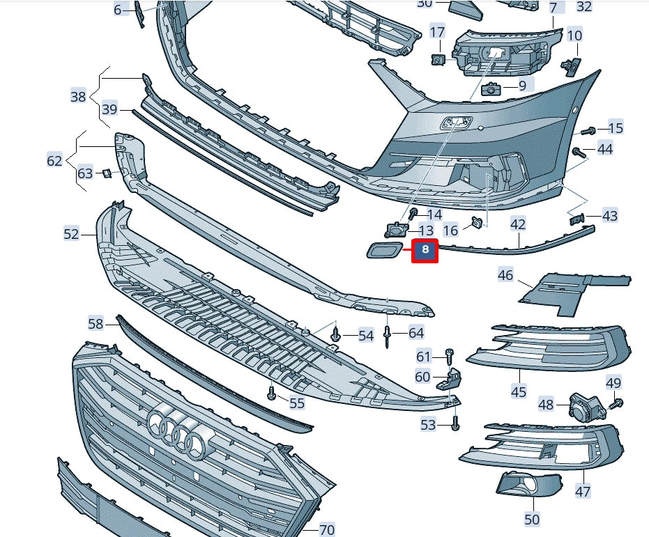 NEW AUDI A8 4N FRONT LEFT HEADLIGHT WASHER COVER CAP 4N0955281GRU