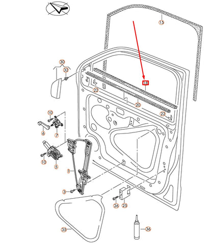 NEW VW AMAROK 2H FRONT LEFT OUTER WINDOW APERTURE SEAL 2H0837703C5AP