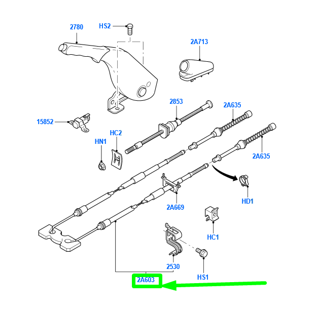 new ford focus mk1 parking brake centre cable 1101841 98ag-2a603-bk original