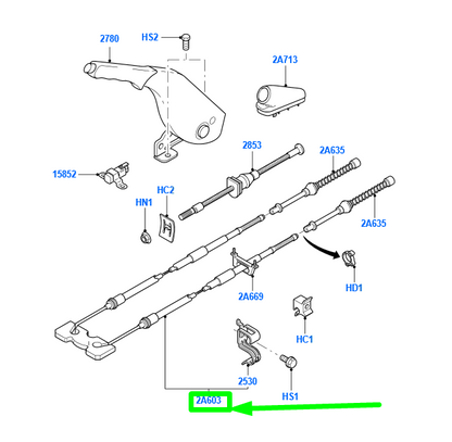 new ford focus mk1 parking brake centre cable 1101841 98ag-2a603-bk original