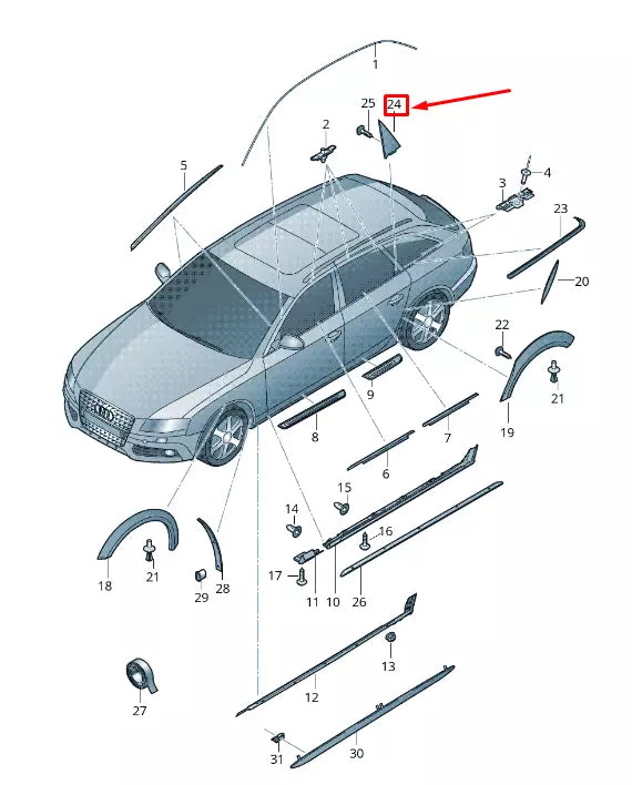 NEW AUDI A4 AVANT B8 REAR LEFT OUTER DOOR CORNER TRIM 8K5853273Q5FQ ORIGINAL