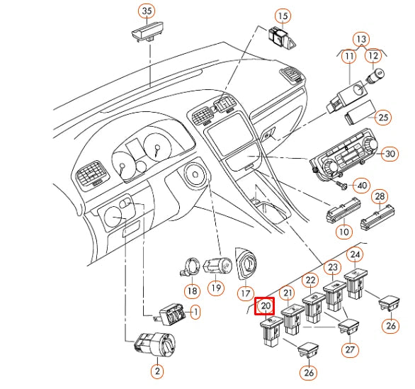 NEW VOLKSWAGEN JETTA MK3 A5 1K5 IGNITION BUTTON 5C7959839C3Q7 2005