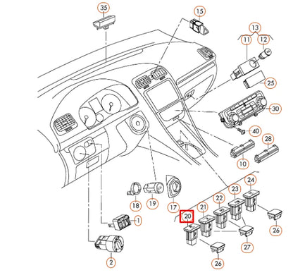 NEW VOLKSWAGEN JETTA MK3 A5 1K5 IGNITION BUTTON 5C7959839C3Q7 2005