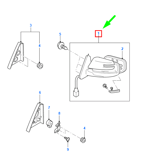new ford ranger mk2 front right side wing mirror rhd 5164729 original