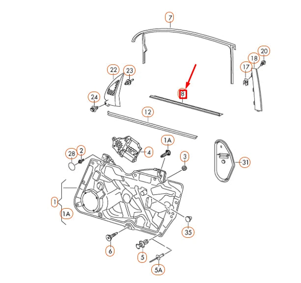 NEW VW GOLF MK6 FRONT RIGHT WINDOW OUTER APERTURE SEAL 5K4837478D5AP