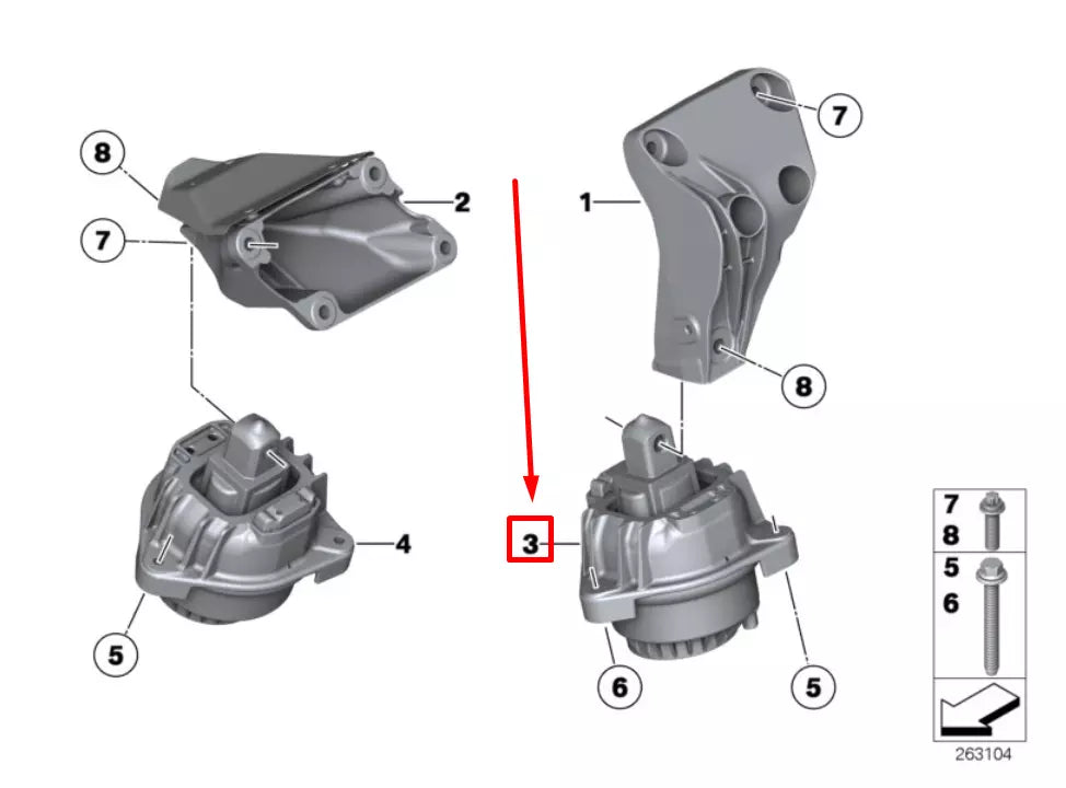 NEW BMW 5 F10 LEFT ENGINE MOUNT 22117935147 7935147 ORIGINAL