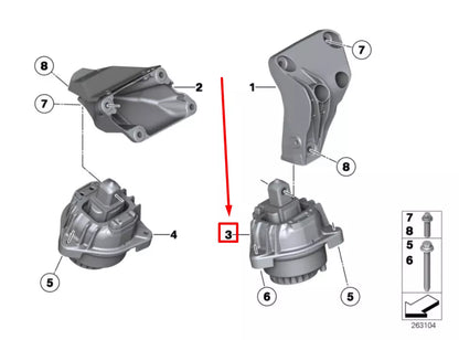 NEW BMW 5 F10 LEFT ENGINE MOUNT 22117935147 7935147 ORIGINAL