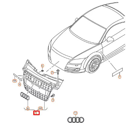NEW AUDI TT TTRS MK2 S LINE FRONT BUMPER RADIATOR GRILLE 8J0853651MT94 ORIGINAL