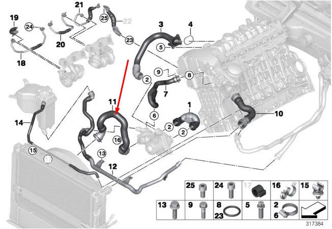 NEW BMW 3 E90 LOWER RADIATOR COOLANT HOSE 17127564480 3.0 PETROL ORIGINAL