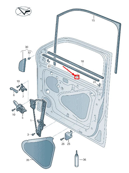 NEW VW AMAROK 2H FRONT RIGHT INNER WINDOW APERTURE SEAL 2H0837472E9B9 ORIGINAL