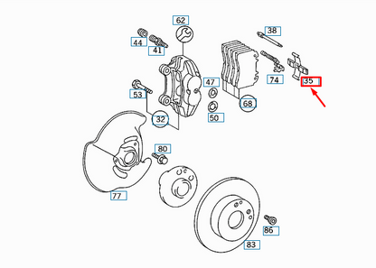 NEW MB E W124 FRONT BRAKE PAD ANTI-RATTLE SPRING A000421669164 ORIGINAL