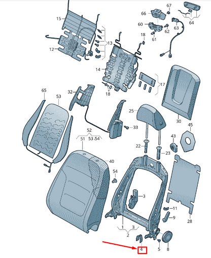 new vw touareg 7p mk2 front left seat back edge protection 5c6972881 original