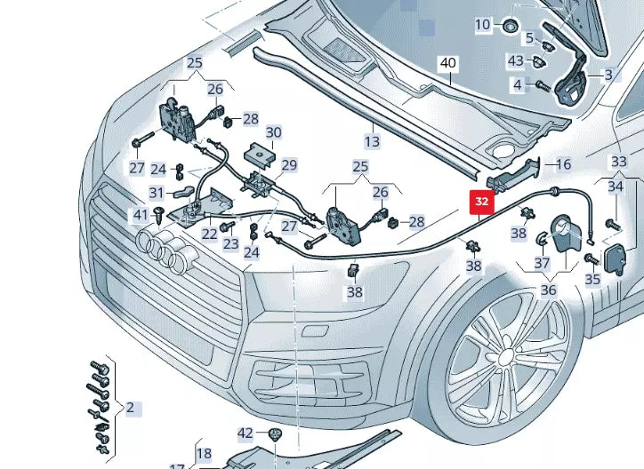 NEW AUDI Q8 4MN FRONT BONNET HOOD LID LOCK CABLE LHD 4M8823535F