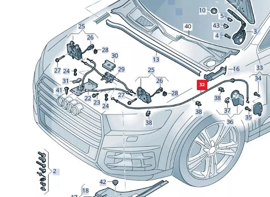 NEW AUDI Q8 4MN FRONT BONNET HOOD LID LOCK CABLE LHD 4M8823535F