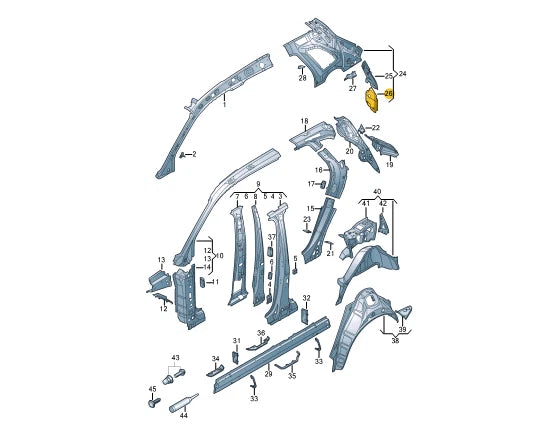 NEW AUDI Q5 FY 80A REAR LEFT UPPER QUARTER PANEL FILLER 80A803787ASTL ORIGINAL