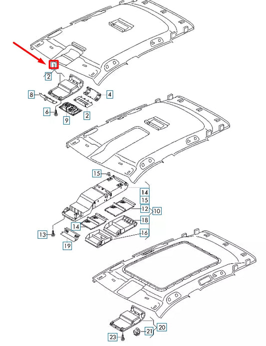 NEW VOLKSWAGEN ARTEON 3H7 ROOF CONSOLE TRAY 5G0868837RM5