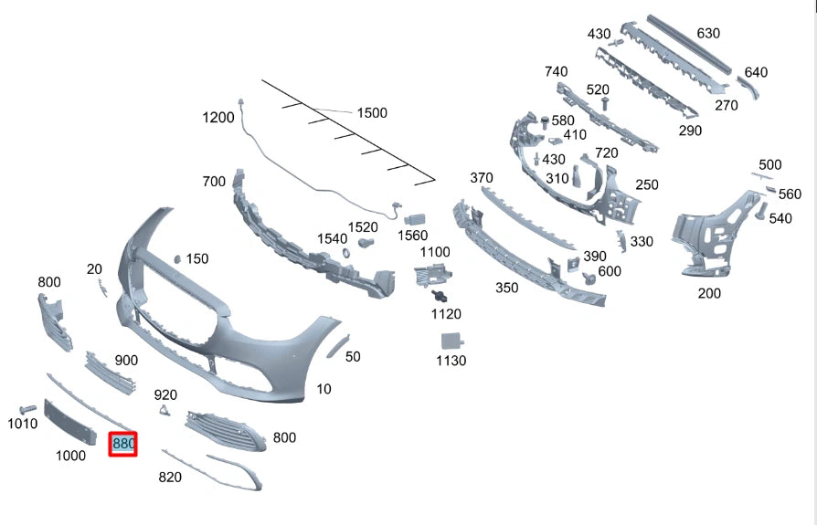 NEW MERCEDES-BENZ S W223 FRONT BUMPER CENTER LOWER MOLDING A2238853900 ORIGINAL