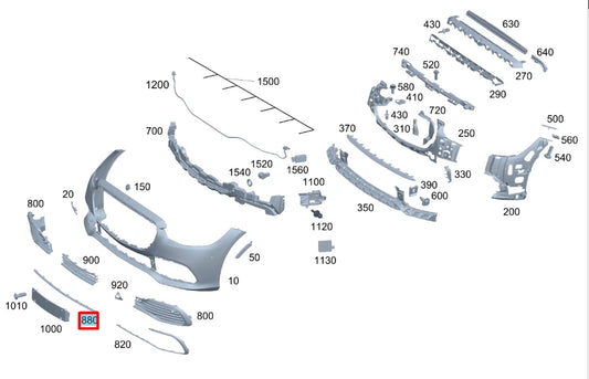 NEW MERCEDES-BENZ S W223 FRONT BUMPER CENTER LOWER MOLDING A2238853900 ORIGINAL