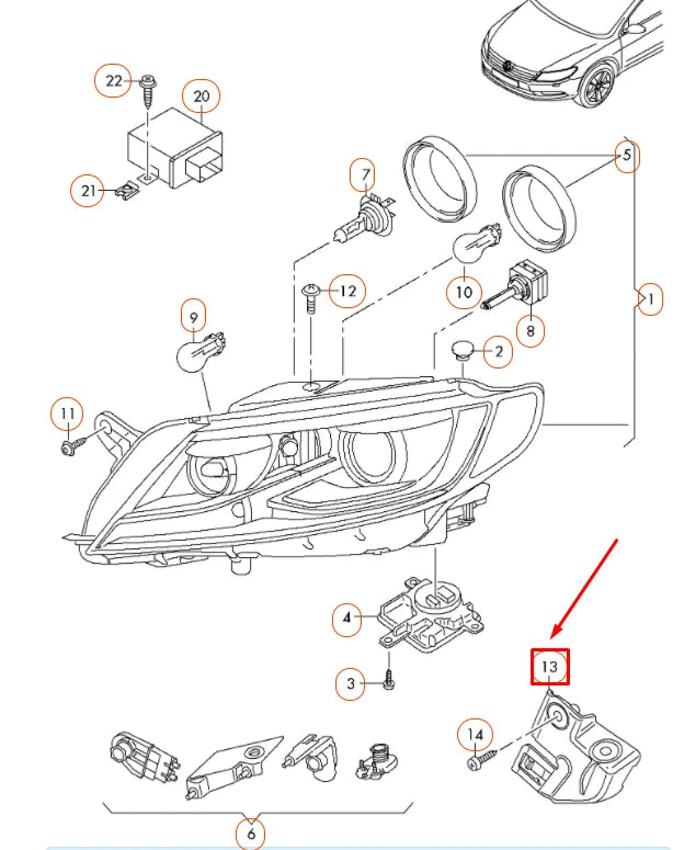 NEW VOLKSWAGEN CC FRONT RIGHT HEADLIGHT BRACKET MOUNT 3AA805300 ORIGINAL
