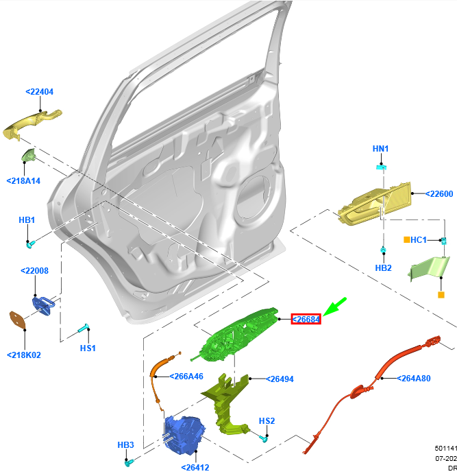 new ford galaxy mk3 rear left door handle reinforcement 2280927 original
