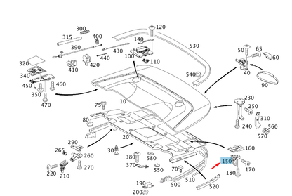 NEW MERCEDES-BENZ CLK C209 FOLDING TOP CASE COVER FRAME A2097500372 ORIGINAL