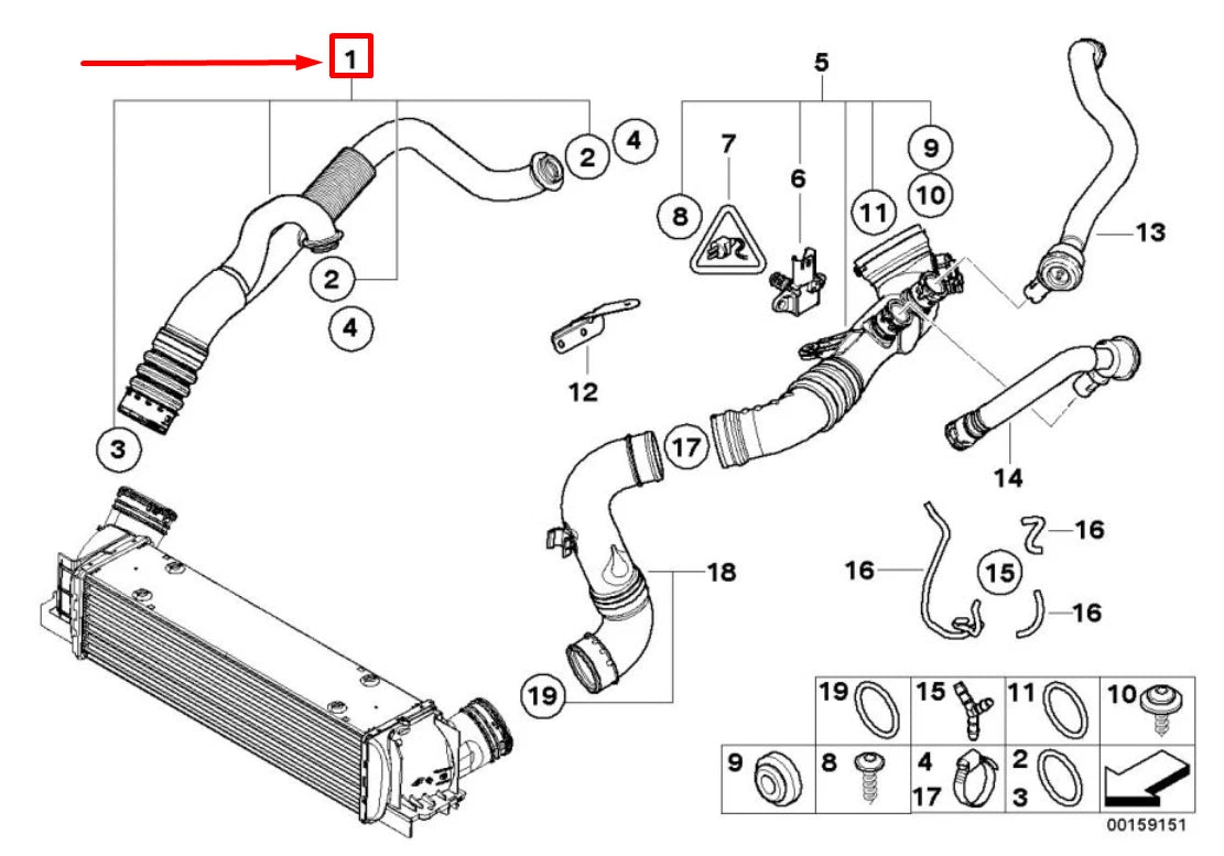 NEW BMW 3 E90 TURBOCHARGER CHARGE PIPE 7556551 11657556551 ORIGINAL