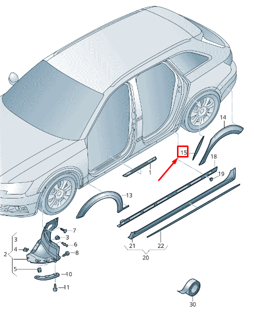 new audi a4 avant b9 rear left fender flare 8w9854819agru original