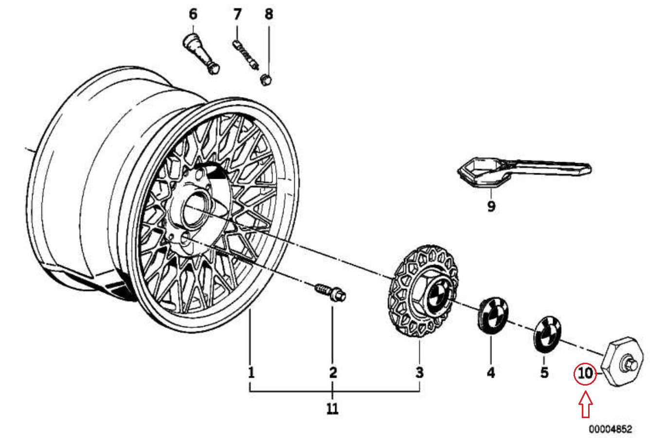 new bmw 3 e90 bbs wheel centre cap removal tool key 1180626 original