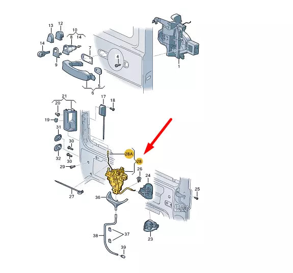 NEW VW CADDY 2K MK3 SLIDING DOOR LEFT REMOTE OPERATED LOCK 2K5843653D ORIGINAL