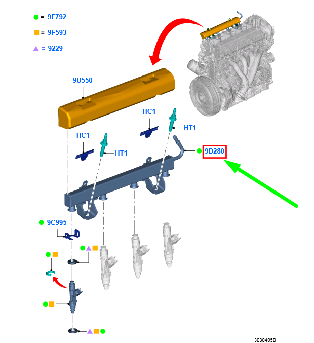 new ford ranger t6 mk1 fuel supply manifold bb3g-9d280-aa 5141711 original