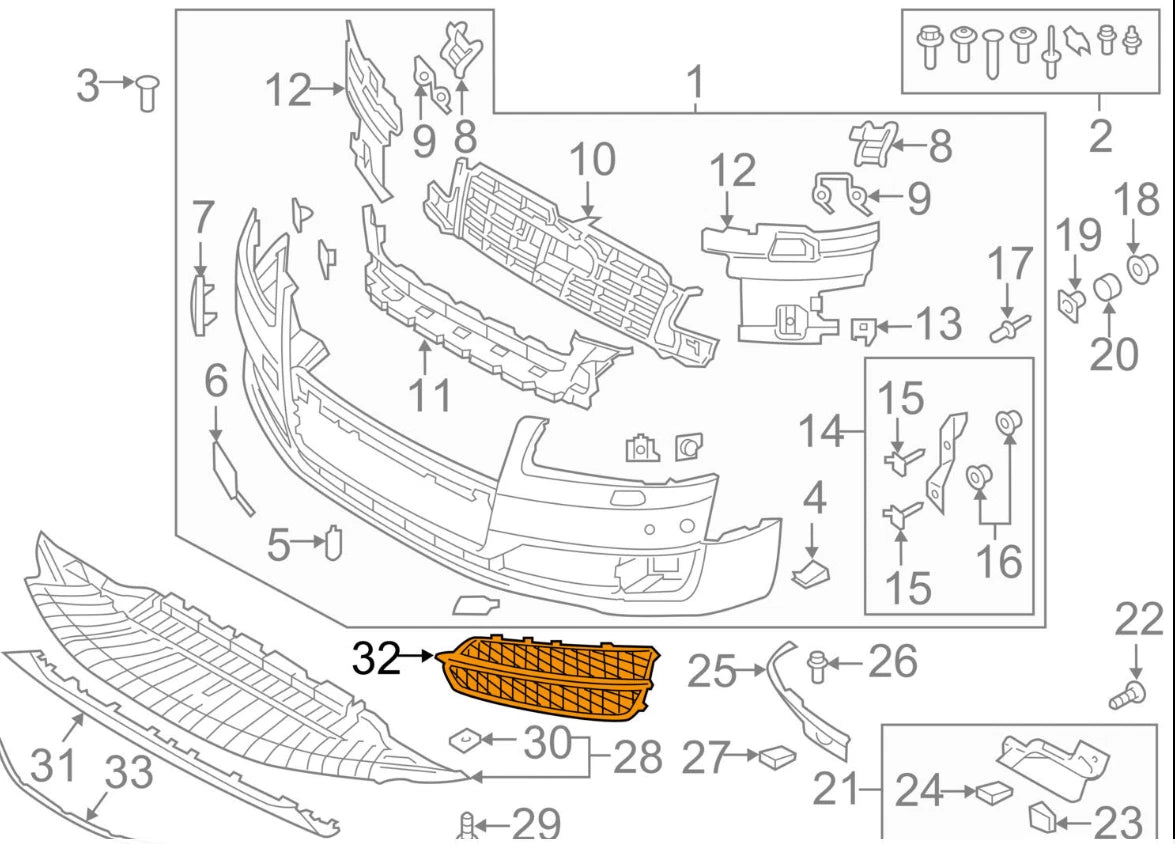 NEW AUDI A8 D4 LEFT SIDE LIGHT FOG GRILLE 4H0807679AC3FZ 4H0807679AC 3FZ