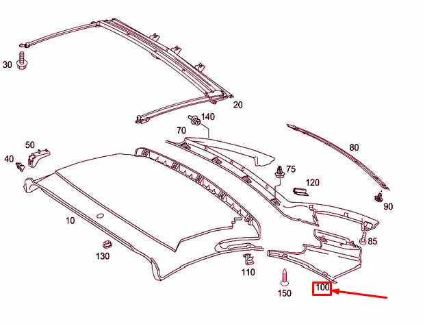 NEW MB SL R230 C-PILLAR INSIDE RIGHT TRIM A23079044457J93 ORIGINAL