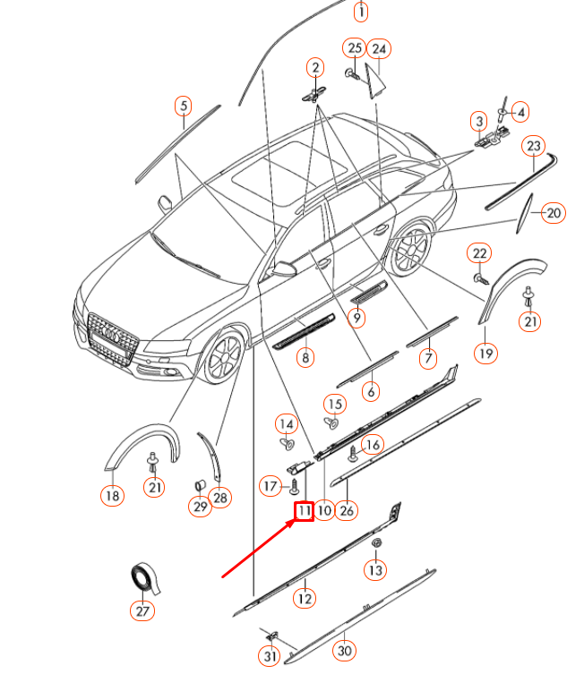 NEW AUDI A4 ALLROAD QUATTRO B8 FRONT LEFT ROCKER PANEL CAP 8K9853579V7W ORIGINAL