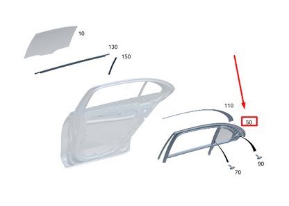 new mercedes-benz s w223 rear right door window guide rail a2237304600 original