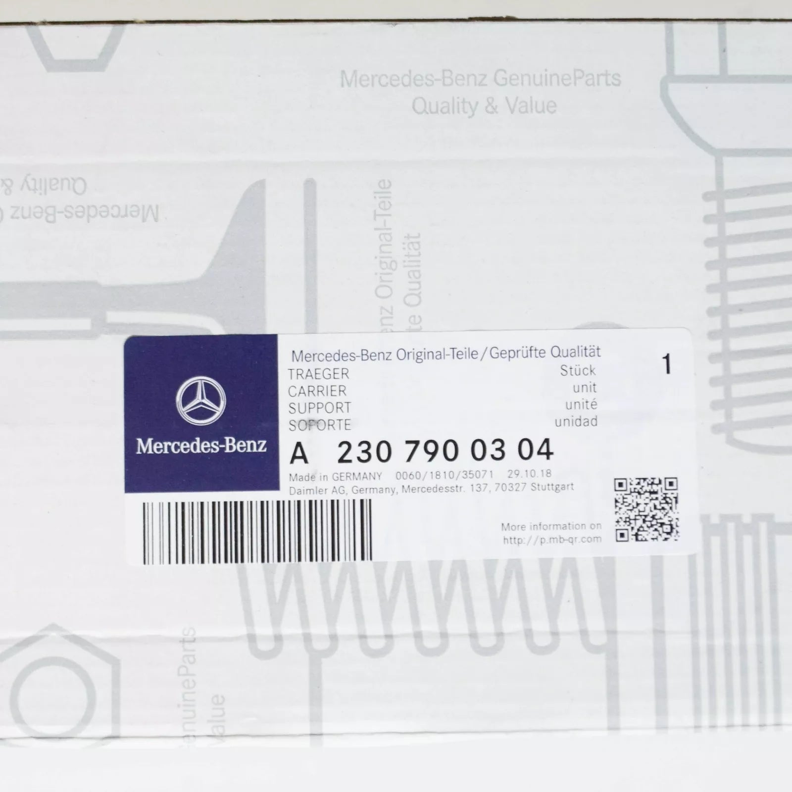 NEW MERCEDES-BENZ SL R230 C-PILLAR LEFT COVERING BEAM A2307900304