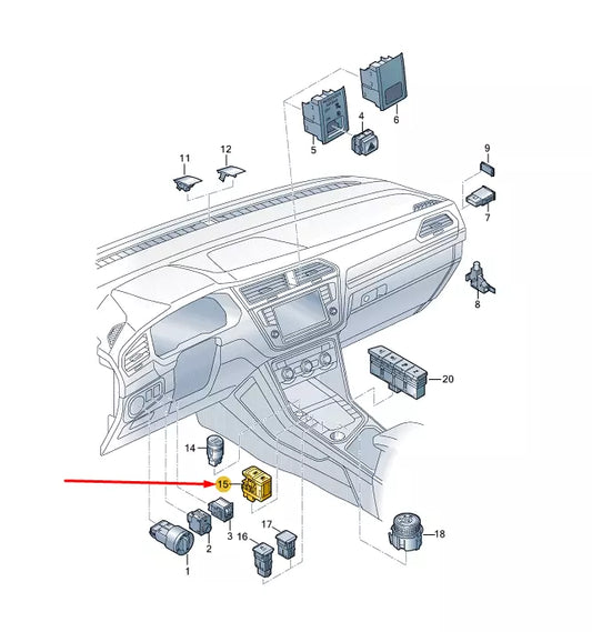 NEW VW TIGUAN MK1 AD ELECTROMECH. PARKING BRAKE SWITCH RHD 5NM927225WZU