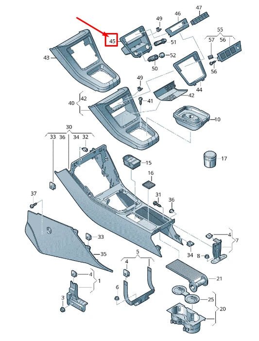 NEW VW SHARAN 7N STOWAGE COMPARTMENT SWITCH MOUNTING LHD 7N1863440A1QB