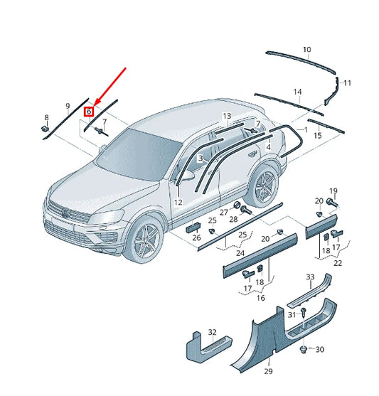 NEW VW TOUAREG 7P MK2 WINDSHIELD RIGHT RETAINING STRIP 7P6854542
